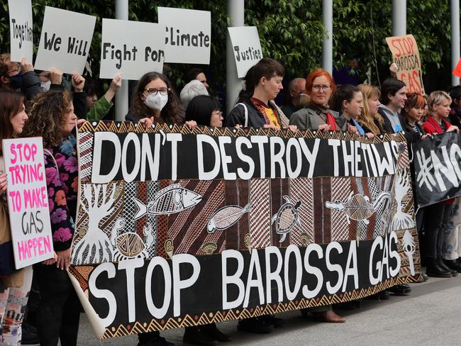 The protesters held up signs. Picture: Tamati Smith / Getty Images