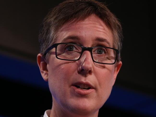 ACTU Secretary Sally McManus addressing the National Press Club in Canberra. Picture Kym Smith