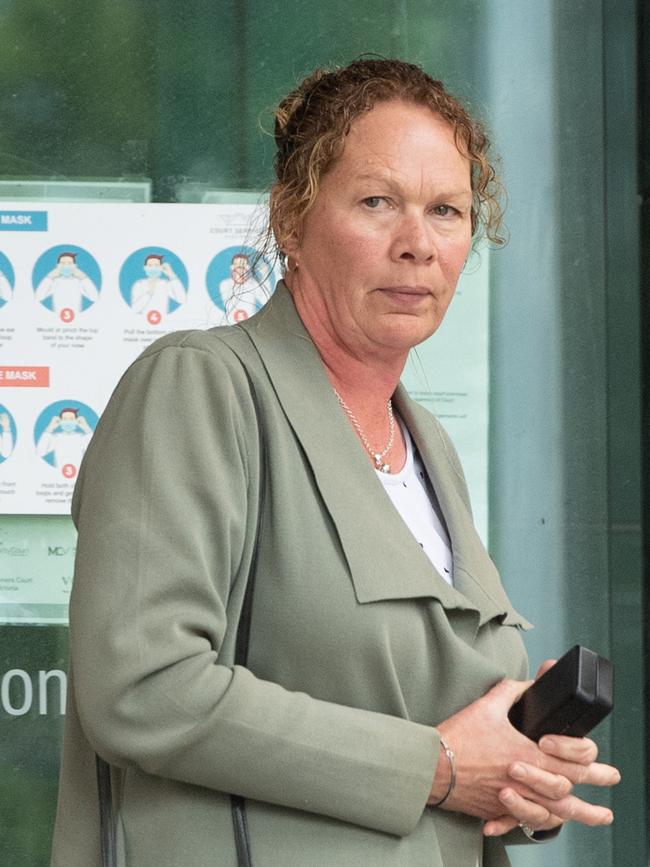 Wife Fiona Dawson pictured outside the Geelong Magistrates Court.