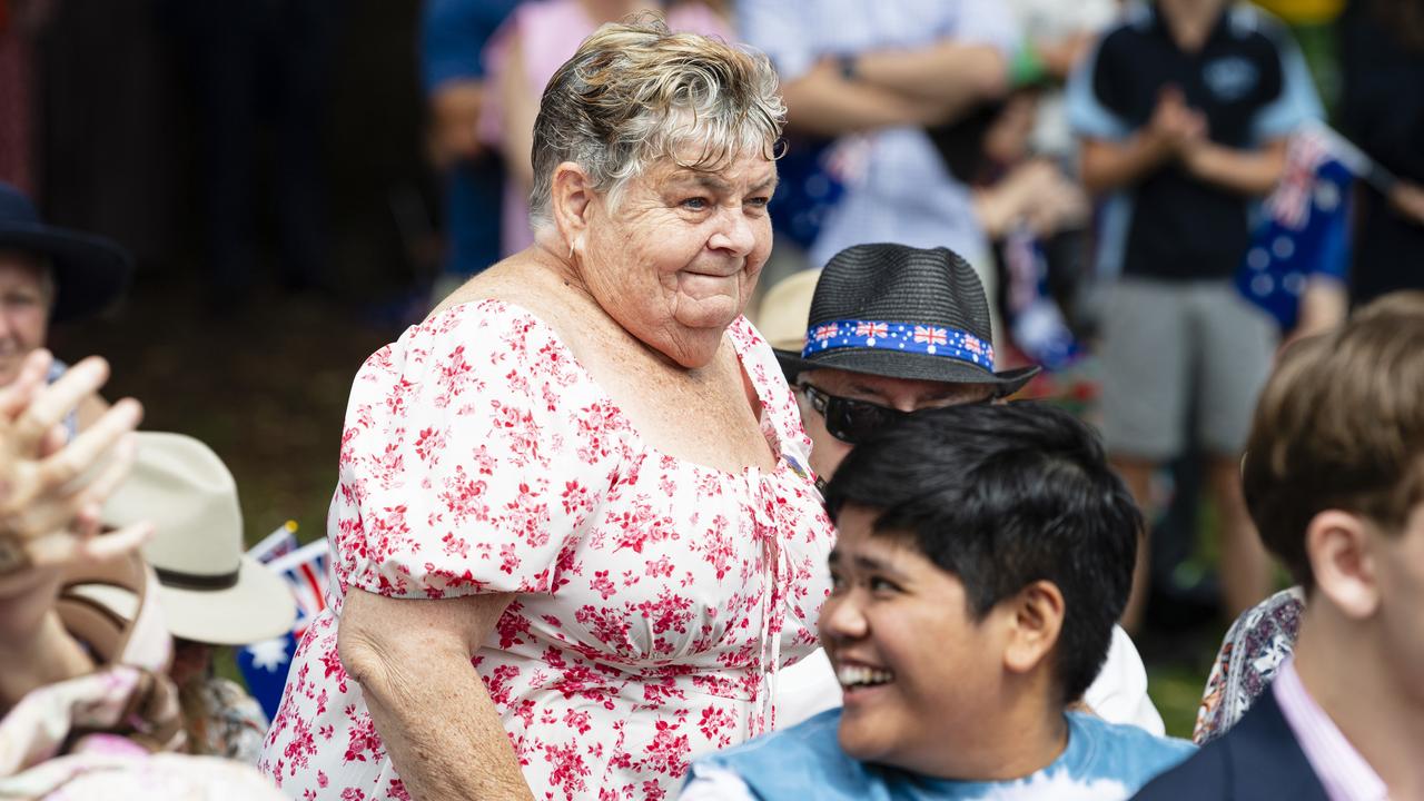 Sue Waters is named Toowoomba Citizen of the Year at the Toowoomba Australia Day celebrations at Picnic Point, Sunday, January 26, 2025. Picture: Kevin Farmer