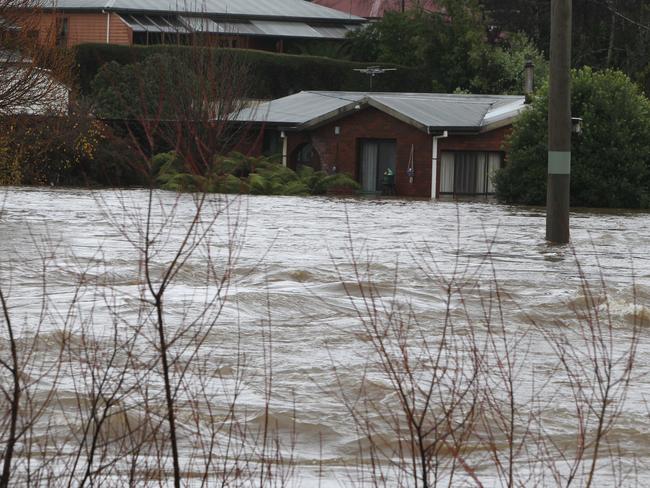 Flooding at Deloraine in northern Tasmania. Picture: BRUCE MOUNSTER