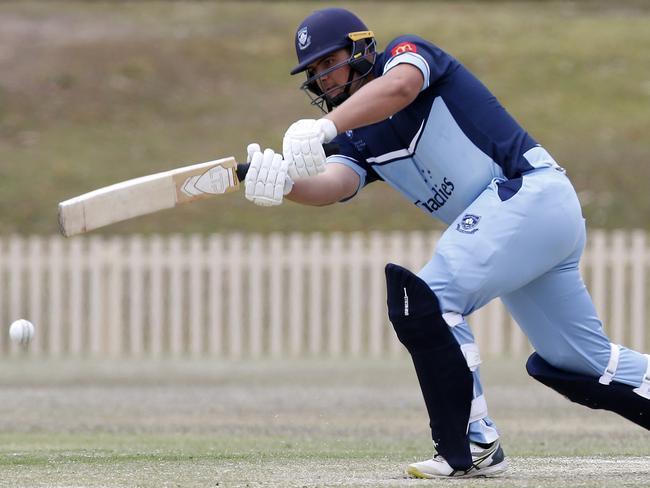 Kobey Freer takes charge for Sutherland at Glenn McGrath Oval. Picture: John Appleyard