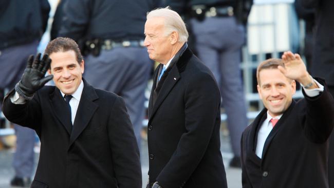 Joe Biden and sons Hunter, left, and Beau in 2009. Picture: AFP