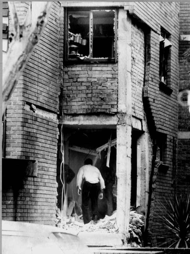 The home of Family Court judge Justice Raymond Watson in Greenwich after the bomb explosion which killed his wife, Pearl.