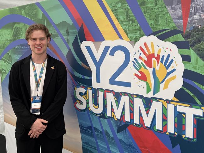 Connor Wright at the Y20 Summit in Rio de Janerio. Picture: Supplied