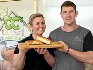 NUMBER ONE: CC's on the Range Bakehouse owners Carla and Craig Trudgett with their award-winning sausage rolls. Picture: Bev Lacey