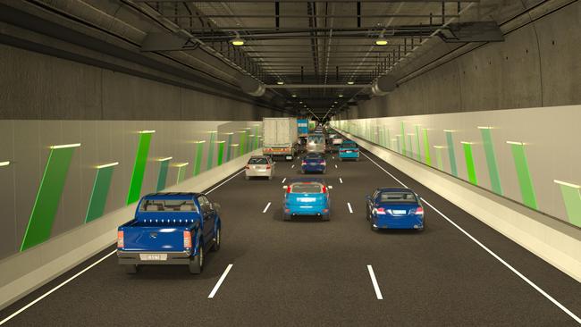 An artist’s impression of inside the North East Link tunnel. Picture: State Government