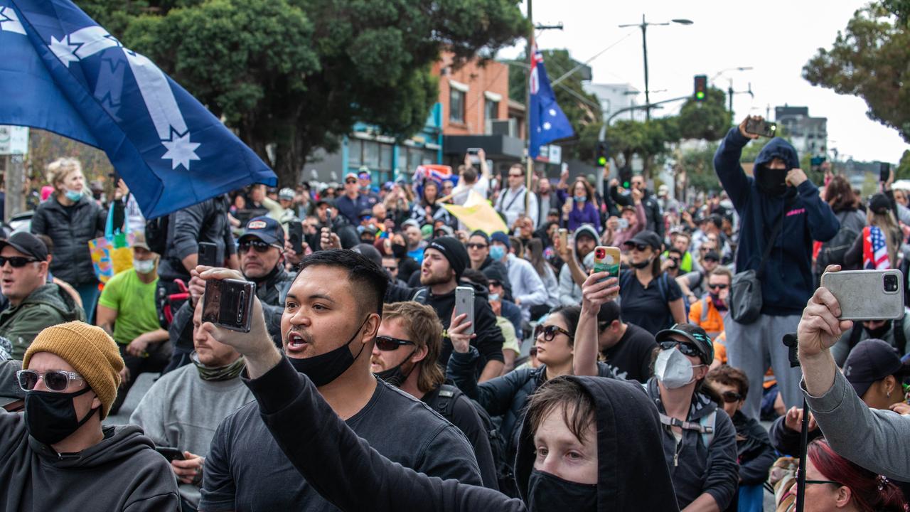 About 700 protesters attended the Freedom Rally in the Richmond on September 18. Picture: NCA NewsWire/Sarah Matray