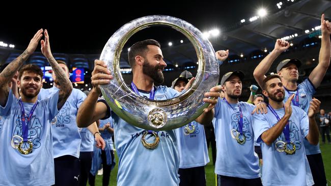 Sydney FC celebrate after beating Perth Glory in the 2019 A-League grand final. Picture: Getty Images