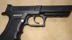 The Desert Eagle 9mm pistol found by police at Abuza Sultani which was one of the guns used to murder