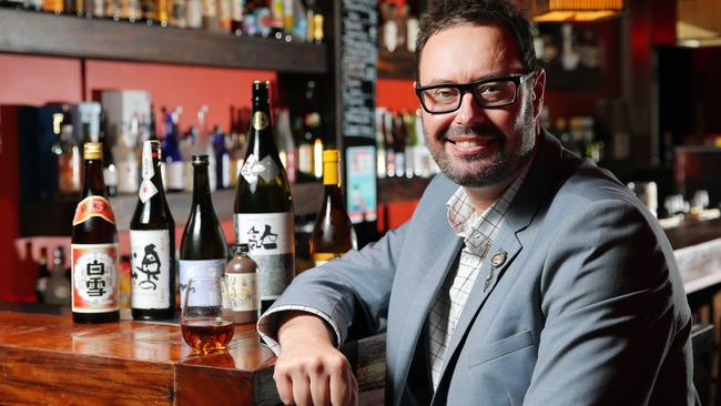 Sake specialist Andre Bishop at his Sake bar Nihonshu in Melbourne.