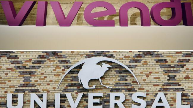 The logo of French media group Vivendi and the logo of music company Universal Music. Picture: AFP