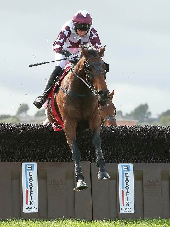 Shane Jackson rides Bit Of A Lad to victory. Picture: AAP/Pat Scala, Racing Photos