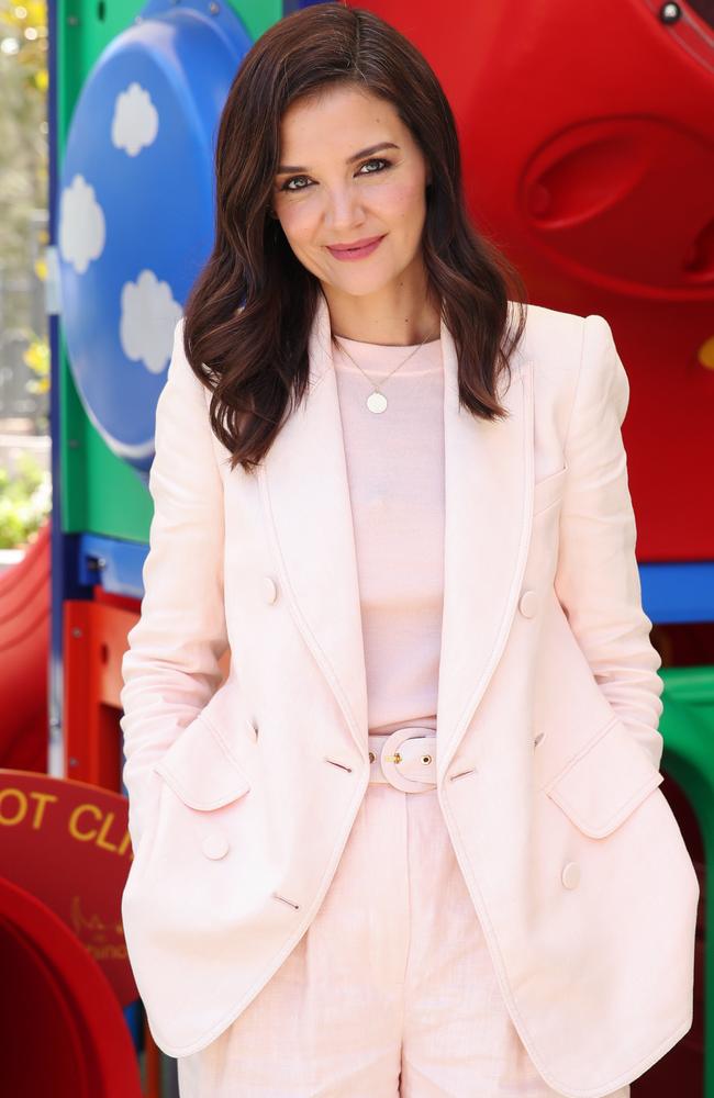 Katie Holmes opted for one of her favourite Aussie designers, Zimmerman, ahead of her visit to The Ronald McDonald House in Sydney on Friday. Picture: Brendon Thorne/Getty Images