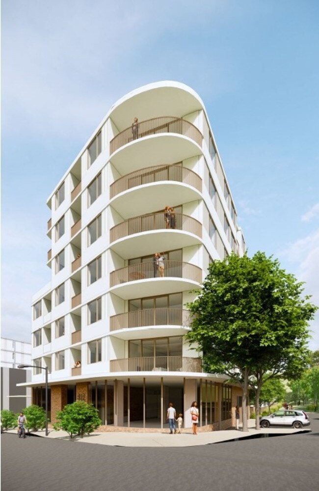 An artist's impression of the development, with curved balconies. Picture: Landmark Group