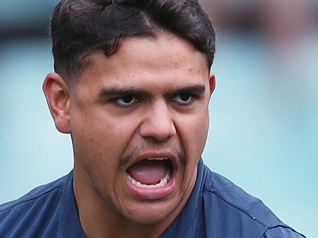 Latrell Mitchell during the warm up of the Sydney Roosters training ahead of their Grand Final match against the Melbourne Storm. Picture. Phil Hillyard