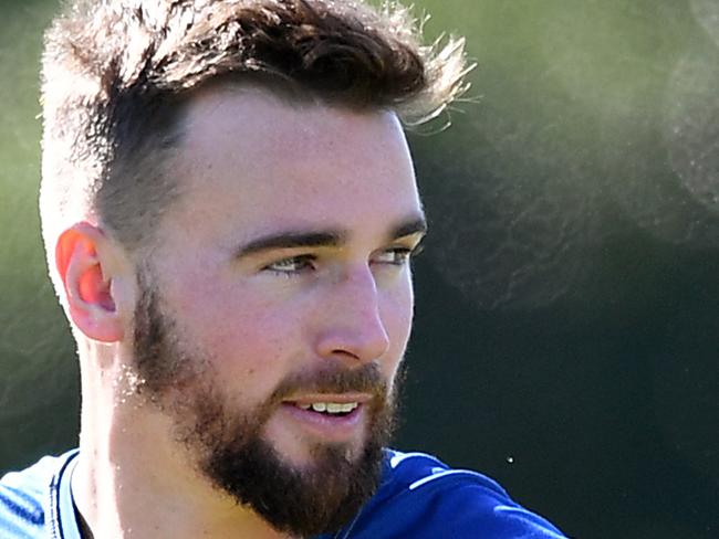 Parramatta Eels player Clint Gutherson takes part in a team training session at the Old Saleyards Reserve, in Sydney, Monday, April 1, 2019. (AAP Image/Joel Carrett) NO ARCHIVING