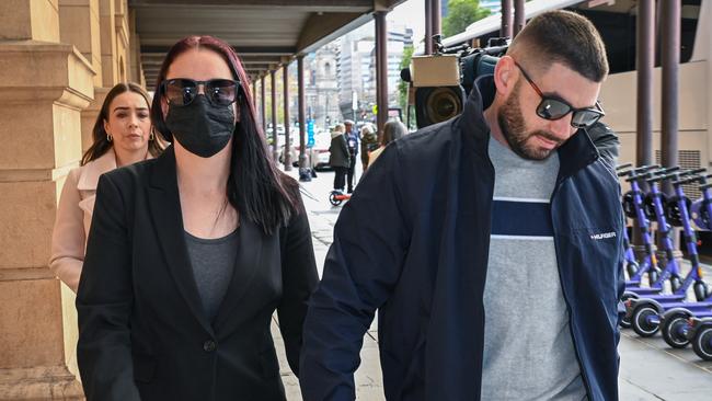 Lisa Jane Chapman, left, outside District Court on Tuesday. She was sentenced to a suspended sentence for driving over her husband’s friend outside her house. Picture: NCA NewsWire