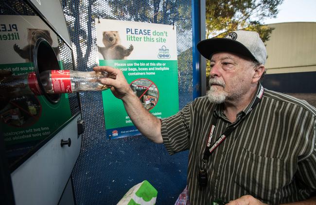 Mark Lillico-Thompson said he deposits 10,000 bottles a month. Picture: AAP Image / Julian Andrews