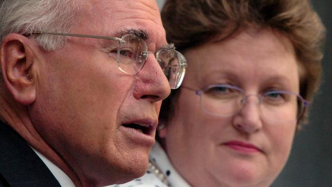 John Howard and Amanda Vanstone announcing that ATSIC was to be abolished in 2004. Picture: Ray Strange