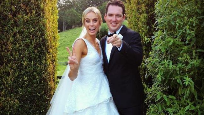 Bridesmaid and Nine news presenter Alison Ariotti shared a candid picture of the happy couple. Picture: Alison Ariotti/Instagram