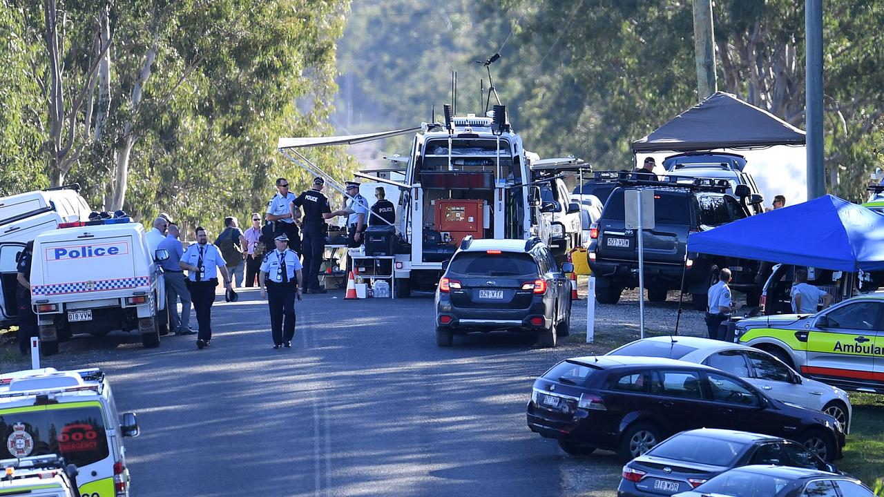 A Police command post at Gatton where police officer Brett Forte was allegedly fatally shot by Rick Maddison.