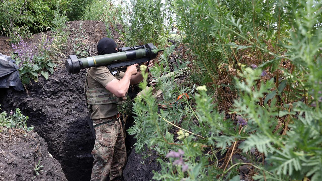 In scenes reminiscent of the world wars, a Ukrainian serviceman mans a position in a trench on the front line near Avdiivka, Donetsk region on June 18, 2022. Picture: Anatolii Stepanov / AFP