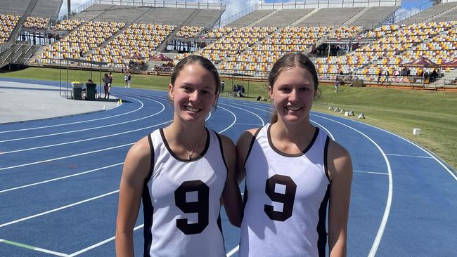 The Boyd twins of St Aidan's won their 100m races - Aurelia, left and Amelie, right.