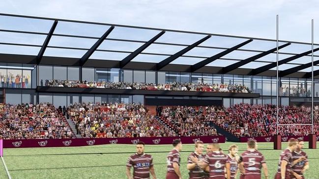 A new artist impression of the planned 3000-seat grandstand for Brookvale Oval has been released. Picture: seaeagles.com.au