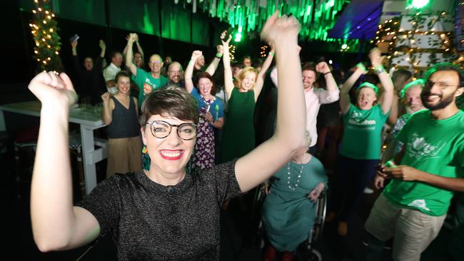 Greens candidate Amy McMahon has won the seat of South Brisbane from Labor’s Jackie Trad. Picture: Annette Dew