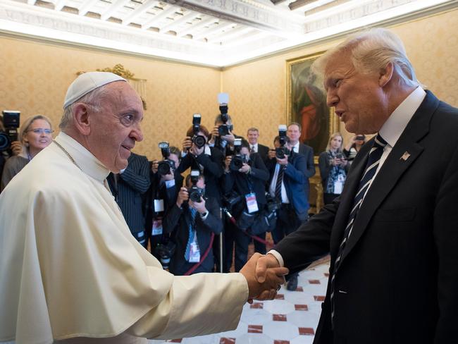 The Vatican described the meeting between the two med as cordial. Picture: L'Osservatore Romano/AP