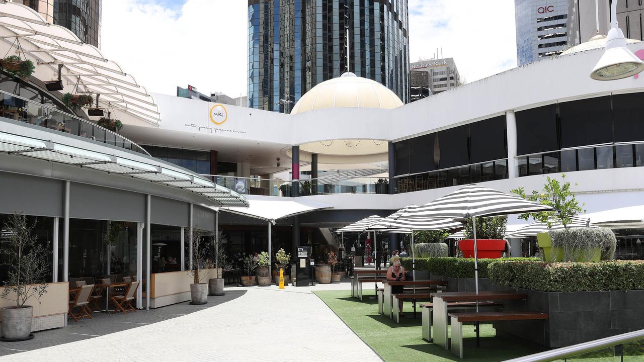 Lunch time at Eagle Street in Brisbane’s CBD. Picture: Liam Kidston