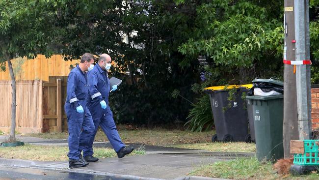 Police at the scene of the alleged murder. Picture: Yuri Kouzmin