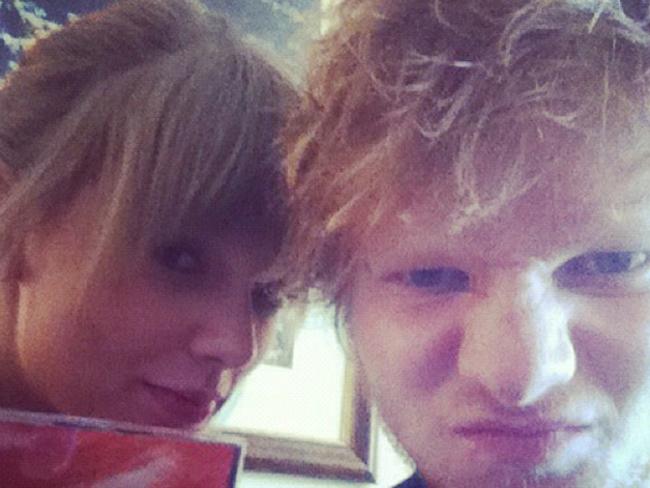 Mates ... Singers Taylor Swift and Ed Sheeran pose in Instagram photograph.