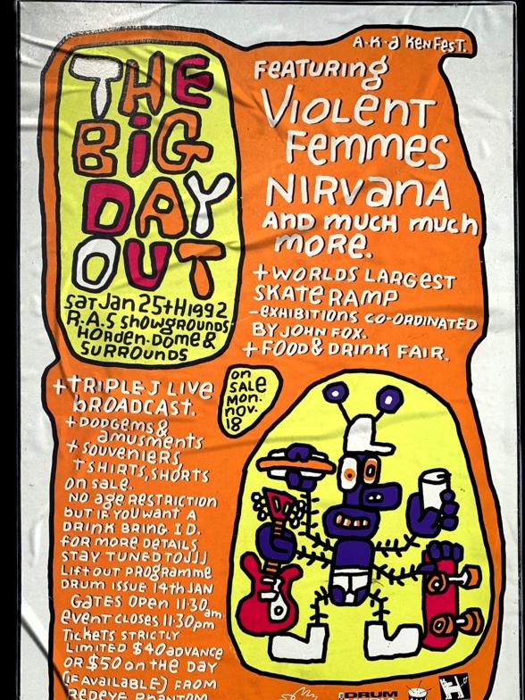 The poster for 1992’s Big Day Out. Picture: Supplied