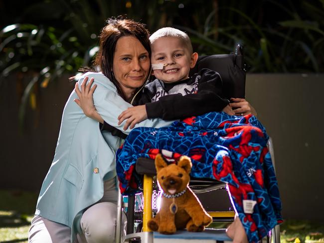 Mum Danielle Berghofer is amazed at her son’s determination. Picture: Nigel Hallett