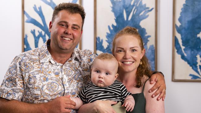 Dane and Laura Hermann with baby Darcy, Tuesday, December 14, 2021. Picture: Kevin Farmer