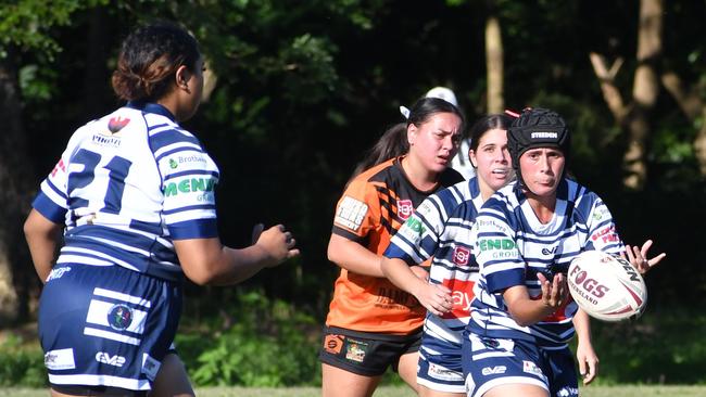 The Herbert River Crushers Women’s team drew 20-20 with Townsville Brothers in a hard-fought contest in Ingham on Saturday. Picture: Cameron Bates