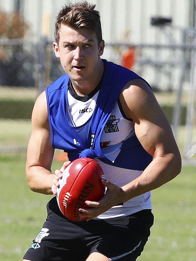 Jack Trengove at Port Adelaide training. Picture: Sarah Reed