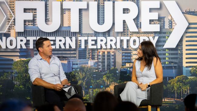 Matt Cunningham and Lucinda Hartley at the NT News Futures Northern Territory forum 2024. Picture: Pema Tamang Pakhrin