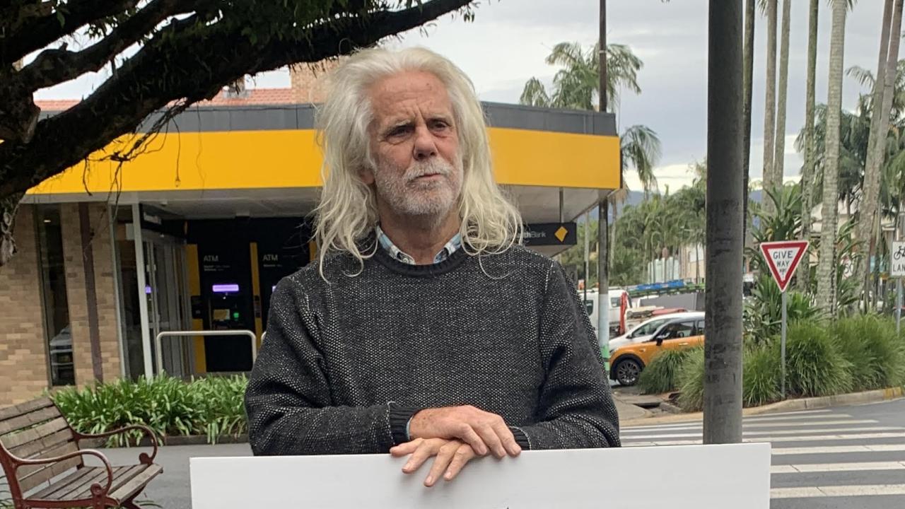 John Anderson, aka FastBuck$, outside Byron Shire Council's Mullumbimby chambers on June 24. Picture: Liana Boss