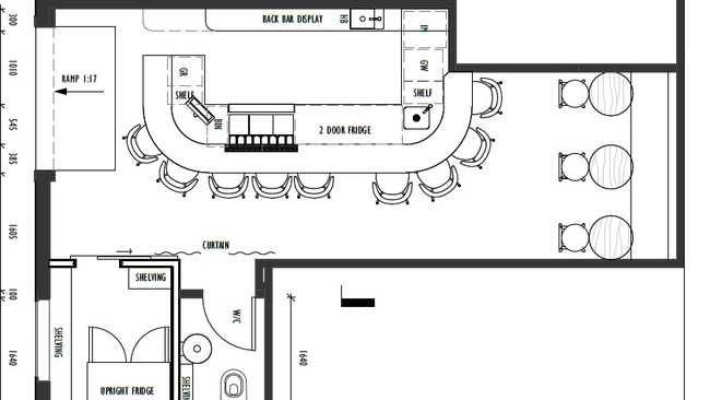 A floorplan of the proposed speak-easy-style bar planned for the Cairns CBD. Picture: Supplied