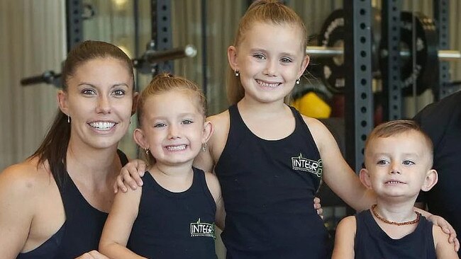 Hannah Clarke with her children Laianah, left, Aaliyah and Trey.