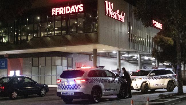 Police attend a shooting at Fountain Gate Shopping Centre in Narre Warren. Picture: David Geraghty