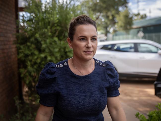 12-12-2024 - NT chief minister Lia Finocchiaro arrives at ABC Alice Springs on Thursday. Photo: Liam Mendes / The Australian