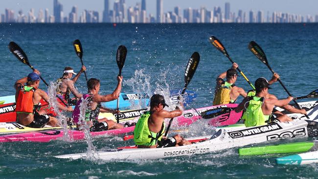 The elite men during a hectic leg from Coolangatta.