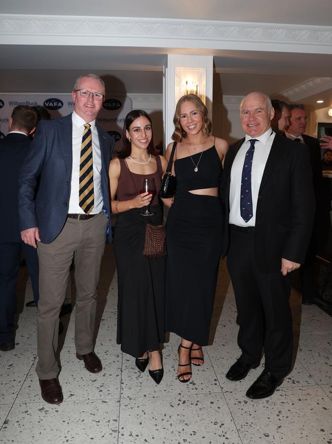 MELBOURNE, AUSTRALIA – OCTOBER 9 2024GOATS: Mark Rice, Lani Pane, Zoe Glascott and Paul Harvey at the VAFA Awards Night at the San Remo Ballroom in Carlton on October 9, 2024Picture: Brendan Beckett