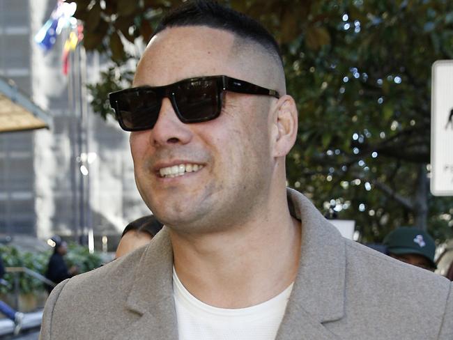 SYDNEY, AUSTRALIA - NewsWire Photos JUNE 28 , 2024:  Jarryd Hayne arrives at Downing centre Court with wife Amellia Bonnici. The DPP will not seek to prosecute Hayne for a fourth time on sexual assault charges. Picture: NewsWire / John Appleyard