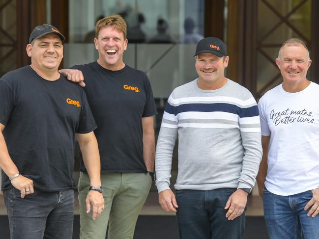 Wednesday  November 02 2022 Former SANFL players created an app called ÃGregÃ. L-R. Corey Gray, Simon Luhrs, Craig Cotter and John Abbott.Pic Roy VanDerVegt