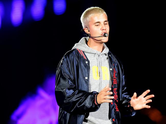 Justin Bieber sang all his more recent hits with a singalong of Love Yourself. Picture: Jonathan Ng